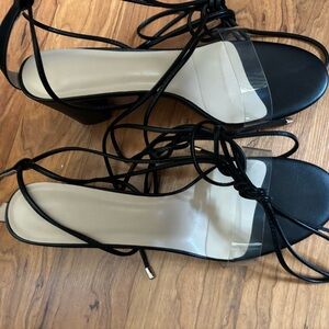 Size 14 US - Clear Band Gladiator
Strappy Heeled Sandals